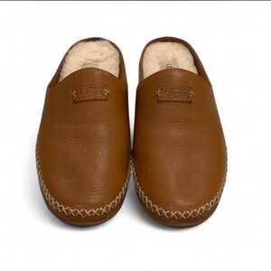 UGG Tamara Leather Mule Slides Chestnut Brown Women’s 7 Wool Lined Slip-Ons